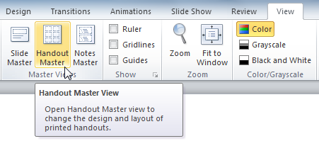 The Handout Master View command