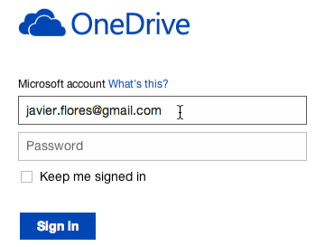 Screenshot of Microsoft account