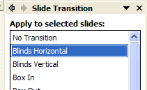 Choose Slide Transition in the Task Pane
