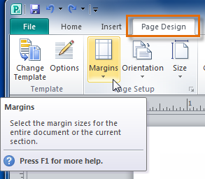 The Margins button