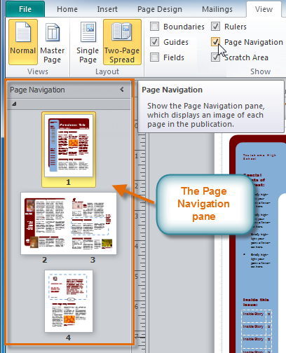 The Page Navigation pane