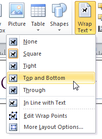 Text wrapping options