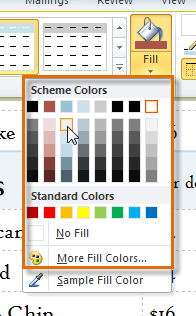 Fill color options