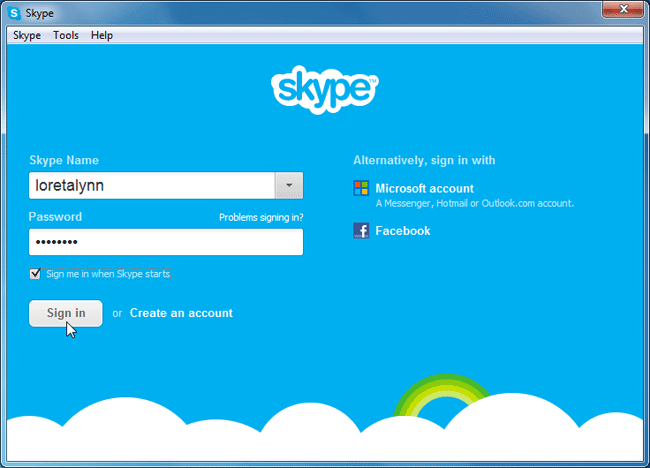 Screenshot of Skype