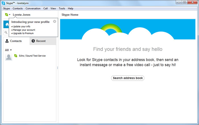 Screenshot of Skype