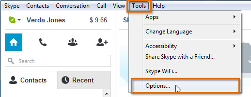 Screenshot of Skype