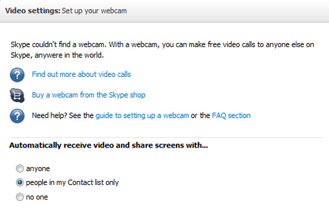 Screenshot of Skype