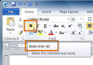 Screenshot of Microsoft Word