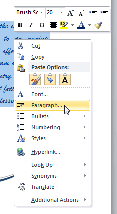 Screenshot of Microsoft Word