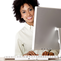 Photo of woman at computer