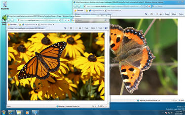 Windows 7 Desktop with overlapping images