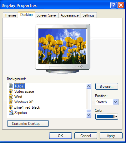 Desktop Background dialog box