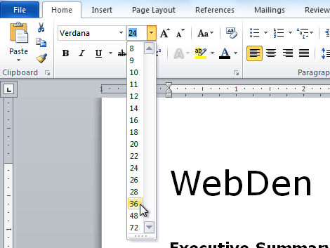 Changing the font size