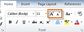 The Grow Font and Shrink Font commands