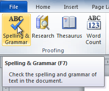 The Spelling and Grammar command