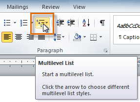 The Multilevel List command