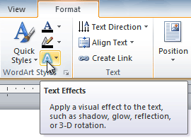 The Text Effects command