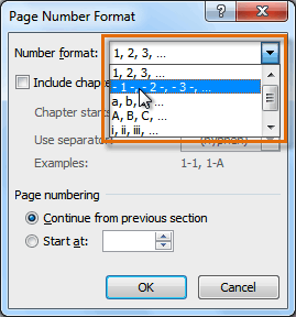 Selecting a number format