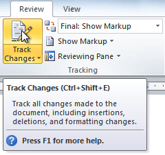 The Track Changes command