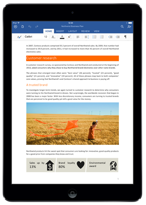 Screenshot of Office for iPad