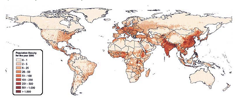 A map showing population density.