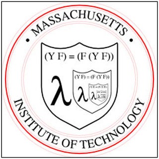 Logo of MIT/GNU Scheme, the programming language used in this course, showing successively smaller versions of a shield containing a smaller shield, etc.