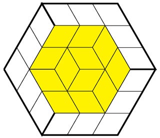 Rhombille tiling. Each rhombus has two 60° and two 120° angles.