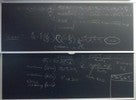 Q-equation and examples on two blackboards.