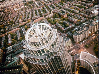 Photograph of Boston's Back Bay neighborhood, looking down from a skyscraper.