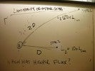 Notes on a whiteboard about luminosity of other stars.