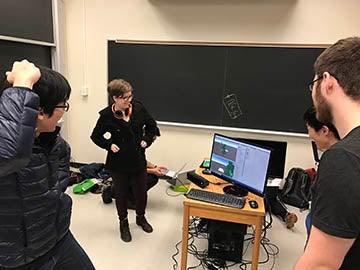 Godzilla model following a student