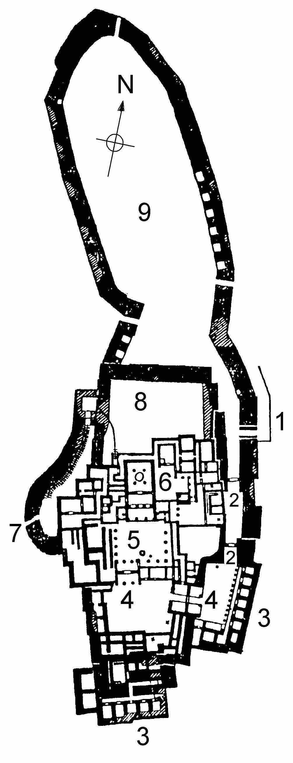 Ground plan of the citadel of Tiryns. c. 1400-1200 BCE. Tiryns, Greece.