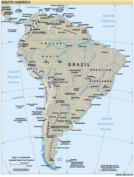 map of south america