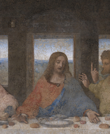 Christ (detail), Leonardo da Vinci, Last Supper, 1498, tempera and oil on plaster (Santa Maria della Grazie, Milan)