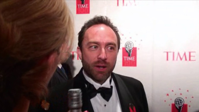 Photo of an interview of Jimmy Wales