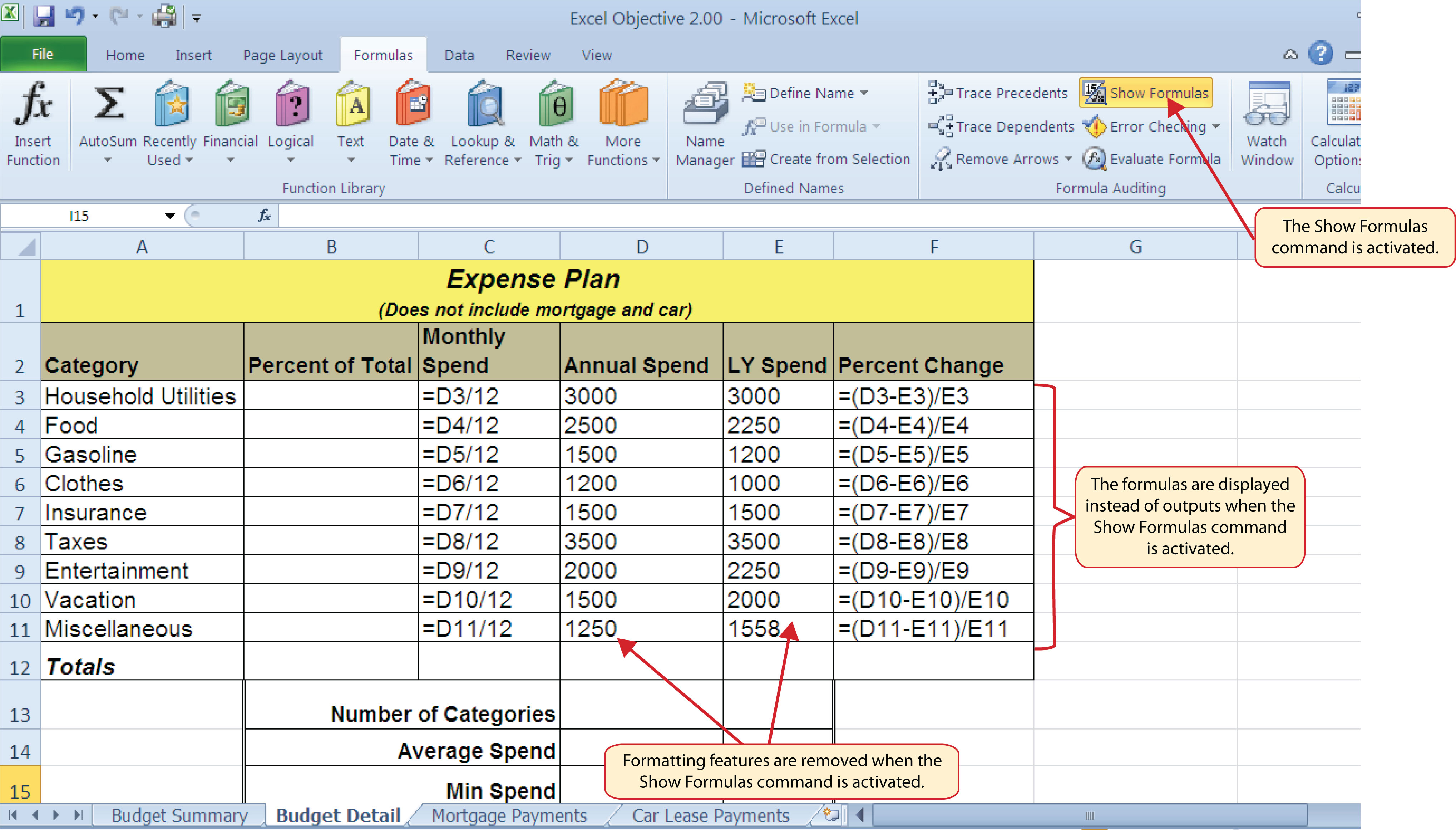 Show Formulas Command