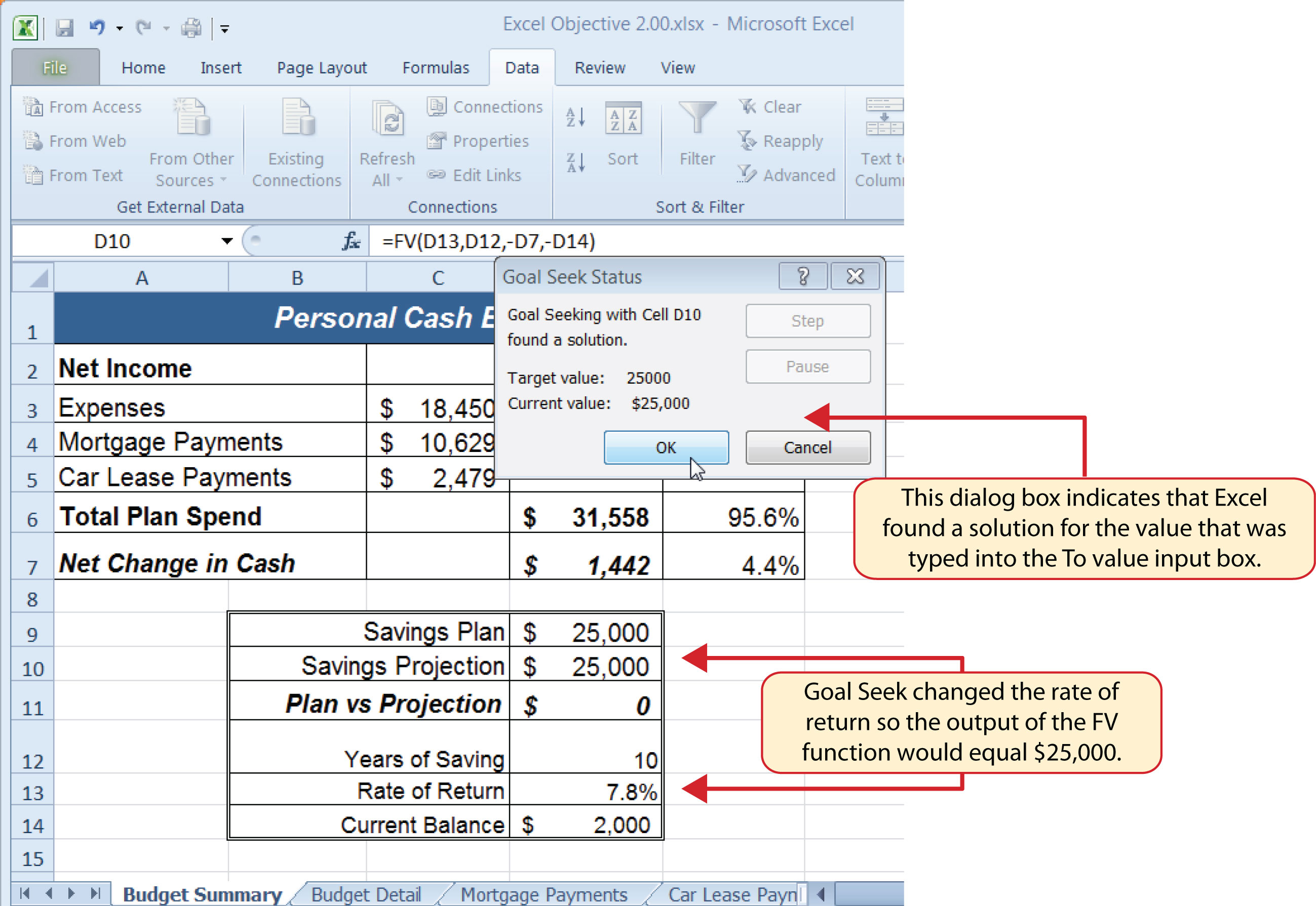 Solution Calculated by Goal Seek